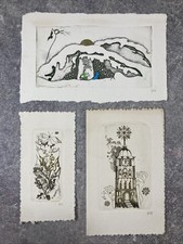 Lot 3 Gravures Eaux-fortes Grazina Didelyté (1938-2007), Artiste Lituanienne.