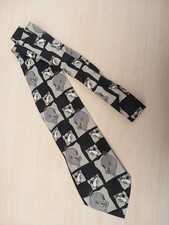 Cravate vintage Looney Tunes  "Titi et Grosminet" noire et grise