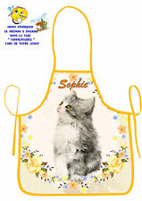 tablier de cuisine fille chat personnalisable avec prénom réf 55