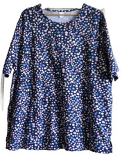 teeshirt  VINTAGE manches courtes  tissus fleuri sur fond noir Taille 56  N°451