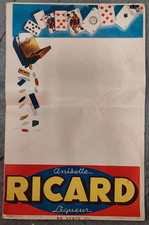 Ancienne affiche publicitaire Ricard jeux de cartes signée N. Tasso