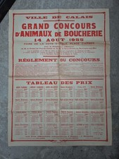 Affiche Ancienne CALAIS 1955 Concours Animaux De Boucherie