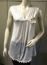 $$$$ BCBG WHISPER "TQL16324" BRAIDED APPLIQUE RAYON JERSEY SLEEVESS TOP NWT S