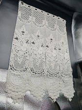 Paire Ancien rideau dentelle ajourée 84x67 cm linge ancien shabby chic vintage