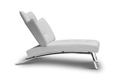Fauteuil Inclinable Lit de Repos Chaise Longue Récamière Cuir Blanc Véritable