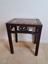 Chine du Sud , Sellette en bois naturel , Nacre et Marbre , Vers 1900 .