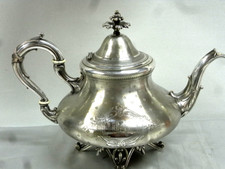 🇫🇷 ANTIQUE VERSEUSE THÉIÈRE CAFETIÈRE MÉTAL ARGENTE CHIFFREE BR STYLE LOUIS XV