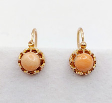 Dormeuses antique or rose 18k cabochon de corail (circa 1900)