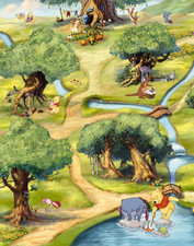 Winnie L'Ourson Bébé Chambre Papier Peint 254x184 CM Disney Vert Forêt Mural