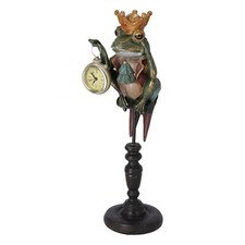 Statue Grenouille Résine Avec Horloge Alice dans La Pays Des Merveilles
