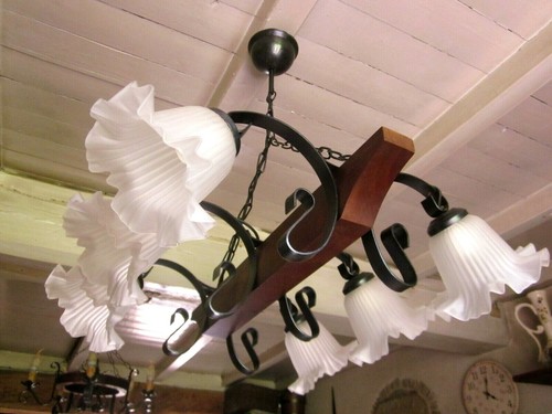 Lustre style rustique bois