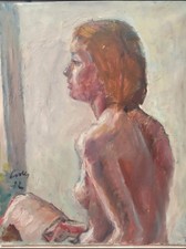 Tableau Ancien Huile Portrait Femme Nu féminin Impressionniste XXème