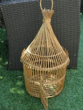vintage retro Birdcage  Bird Cage wicker rattan  old retro Dome-Shaped old