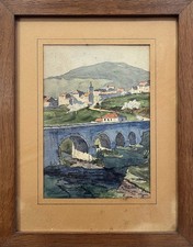 Tableau Aquarelle Village et