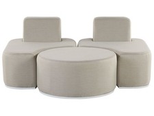 Canapé de Jardin Matelassé Ensemble 2 places avec Pouf Gris Clair Fabro