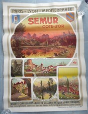 AFFICHE ORIGINALE ANCIENNE PLM SEMUR EN AUXOIS cote d'or bourgogne Henri POLART