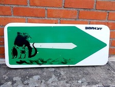 Banksy ( d' Après ) " Toxic Rat "  Panneau Routier Peint , Graffiti Art