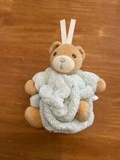 Petit Doudou Peluche Kaloo Ours Boule Plume Vert D’eau Bleu Blanc Beige Cordons