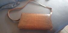SAC ANCIEN VINTAGE EN CUIR POCHETTE POUR FEMME CROCO ANNEES 50 PARF ETAT 30X18CM