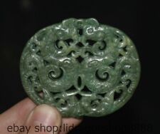 2.8 "Chine vert jade sculpture Feng Shui 2 fengbi pendentif charme