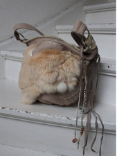  Beau sac en cuir et fourrure ton ivoire et beige style bohème 