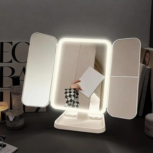 Miroir maquillage trifold led - maquillage,