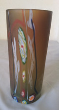 ANCIEN BEAU VASE de VERRERIE DE MURANO ITALIE MARON FONCE1970 fait mains