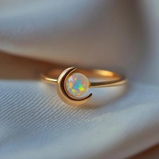 Bague réglable lune pierre