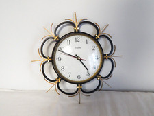 ANCIENNE PENDULE Murale Vedette en Métal Noir et Doré