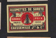 Ancienne  étiquette allumettes Belgique BN4760 Mouche Caussemille Algérie 