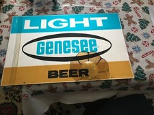 Vintage Genesee Light Beer Plastic Mirror Bar Sign Advertisement (16x10in)
