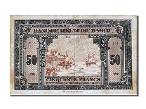 Billet maroc 50 francs - billet,,