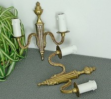 ANCIEN PAIRE APPLIQUE MURALE 2 BRAS LAMPE EN BRONZE DORÉ STYLE EMPIRE NAPOLÉON