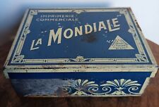 Ancienne boîte tôle "FerEmbal" Imprimerie Commerciale LA MONDIALE circa 1900 C73
