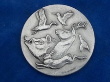 SUPERBE TTB ! MEDAILLE ARGENT Silver medal - R.B. BARON - CHASSE Hunting