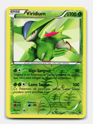 Carte pokémon viridium 98 - pokémon,