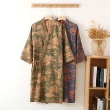 Japonais Hommes Pyjama Peignoir Kimono Robe de Chambre Floral Lacet Ethnique