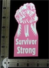 Autocollant vinyle Survivor Strong Power Fist - 6 x 2,5" - 2 couleurs blanc sur rose doux HQ