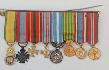 Barrette de 8 réductions Médaille Militaire X de guerre TOE Indochine Algérie