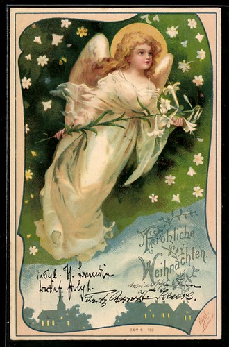 Ange noël avec fleurs - ange, de