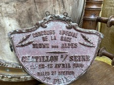 Ancienne Plaque Concours Agricole Race Brune Des Alpes 1969 Châtillon Sur Seine
