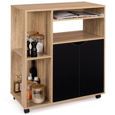 Desserte de cuisine COSI bois façon hêtre et portes noires L.76 CM