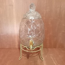 Fontaine À Boisson En Verre Forme Ananas Sur Socle, Distributeur De Punch 3L