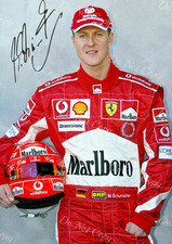 Photographie A4 – Michael Schumacher Ferrari casque autographe – Réf: 003