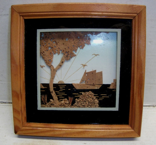 Cadre tableau collage bois - tableau,