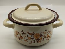 Cocotte Faitout Marmite Tole Émaillée Vintage Beige Collection Art de la Cuisine