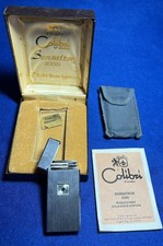 ANCIEN BRIQUET À GAZ COLIBRI SENSATRON 2000 LONDON VINTAGE +SON ÉCRIN ET NOTICE
