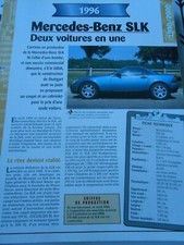 Mercedes Benz SLK deux voitures en une 1996 Fiche Carte Auto