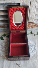 ANCIENNE BOITE COFFRET A BIJOUX NAPOLEON III EN BOIS INTERIEUR MIROIR ET SATIN