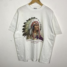 Rare Tee Shirt Native American Graphique Vintage 1992 Oneita (Single Stitch)
